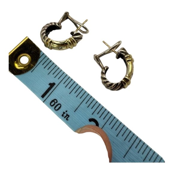 David Yurman Diamond, Gold & Silver Earrings - Picture 4 of 8